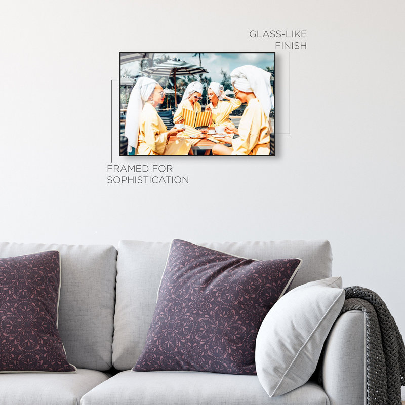 Oliver Gal Ladies Brunch in Beverly Hills Fashion - Framed Acrylic Glass Wall Art, Black, 21" H x 31" W