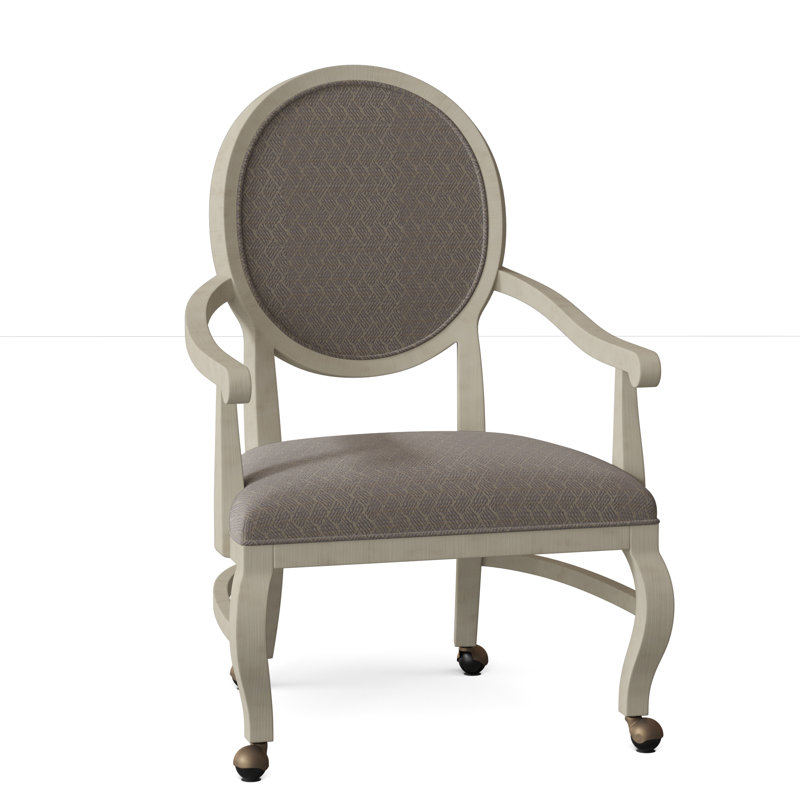 Oakland Upholstered King Louis Back Arm Chair, 8789 Indigo, Almond Buff