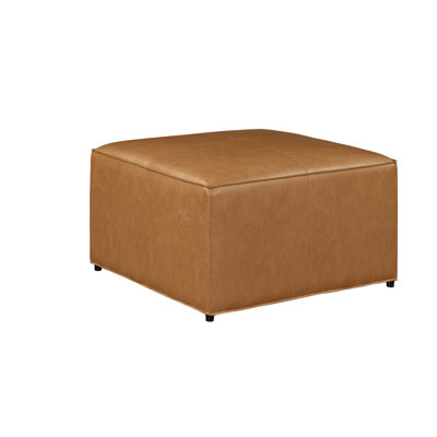 Halsey 29.1" Wide Faux Leather Square Storage Ottoman