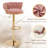 George Set of 2 Bar Stools with Woven Velvet Upholstered Backrest, Height Adjustable Counter Stools, Swivel Kitchen Stools for Kitchen Island, Bar, Pink-525249086-525249085