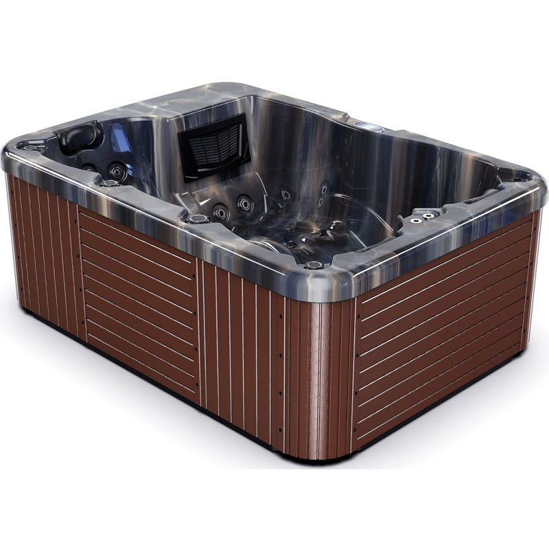 Luxuria Spas 220 Volt 3 Person 47 - Jet Acrylic Rectangle Standard (Hardwired) Hot Tub with Ozonator, Mocha, Midnight Opal