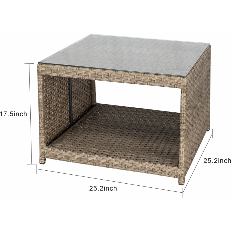 Amberson Fully Assembled Square Coffee Table With Tempered Glass
