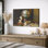 Art rétro de chats avec globe et livres, photos de salle d'étude, impression sur toile encadrée, impression numérique.