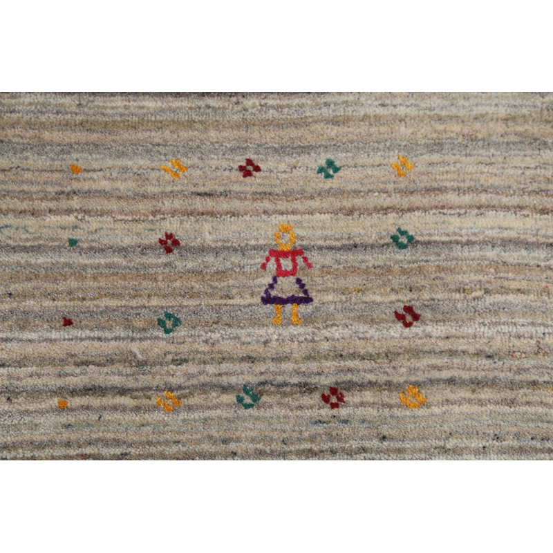 Handmade Striped Gabbeh Square Area Rug