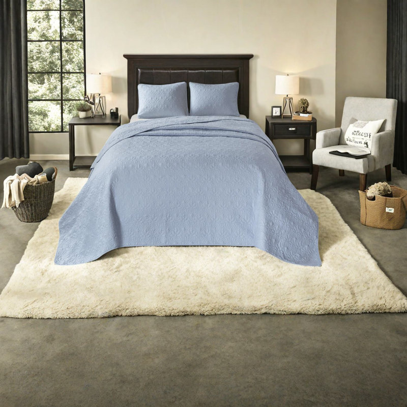 Ensemble de literie réversible en coton de qualité supérieure, grand bleu, pour une maison confortable