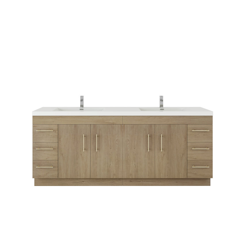 Brower 83.44'' Double Bathroom Vanity with Acrylic Top, White