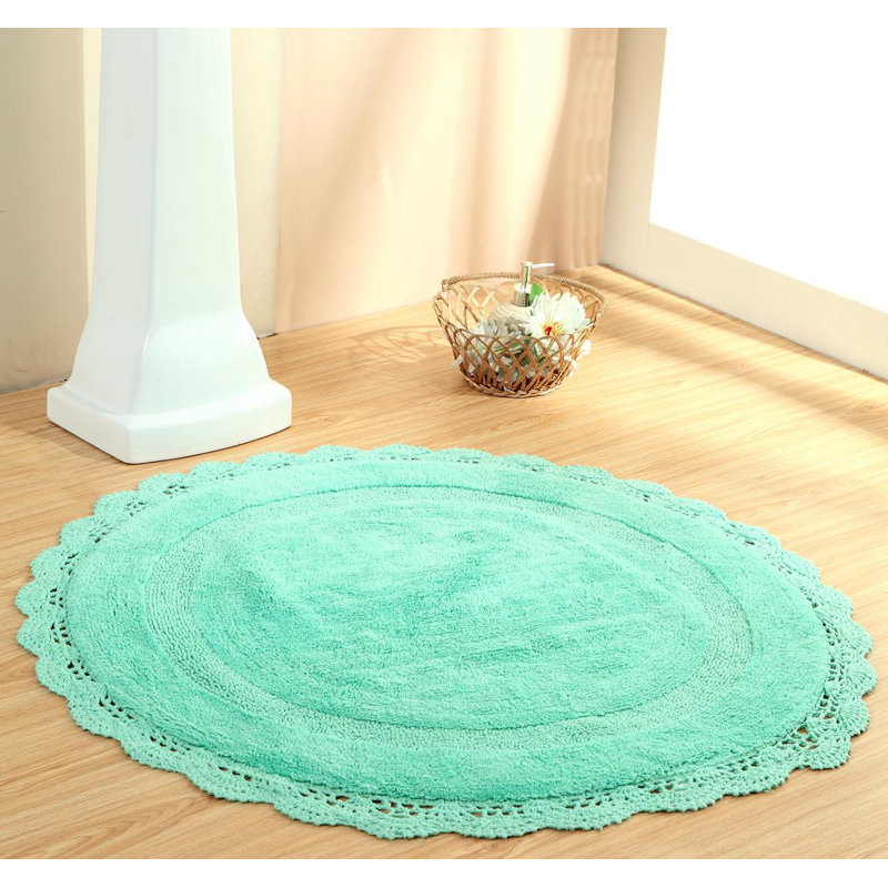 Tapis pour salle de bain Wingert, l 40 po x L 40 po, Vert aqua