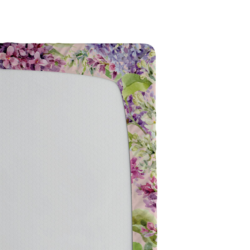 Drap-housse Ambesonne, Drap-housse pour lit simple TG, Vert pistache, rose pâle / floral 2