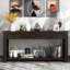 Console pour bureau: table rectangulaire en bois massif et design moderne: solution de rangement pour hall d'entrée-494209475