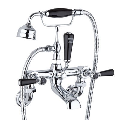 Topaz 3 Handle Wall Bath Shower Mixer Bath Filler with Diverter