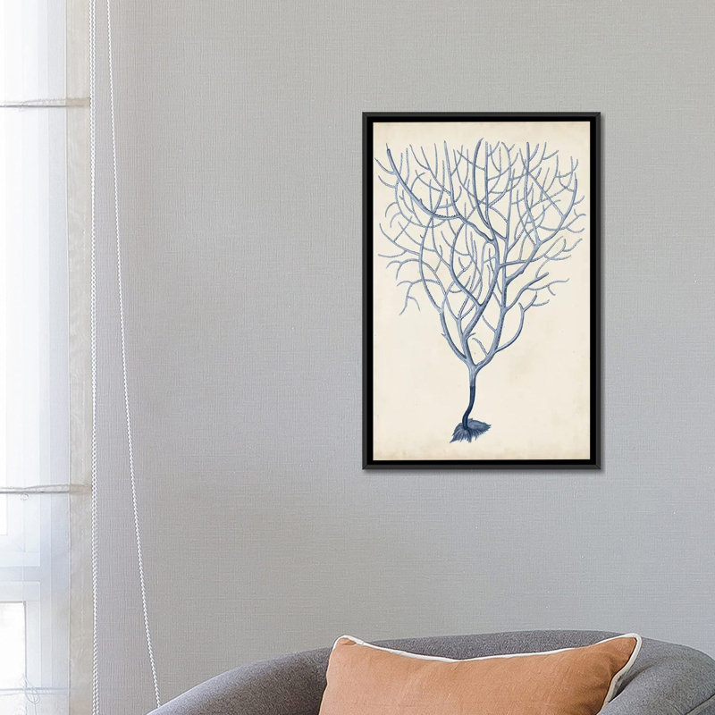 « indigo corail iii », reproduction d’impression sur toile tendue, H 26 po x l 18 po x P 1,5 po, Toile avec cadre noir