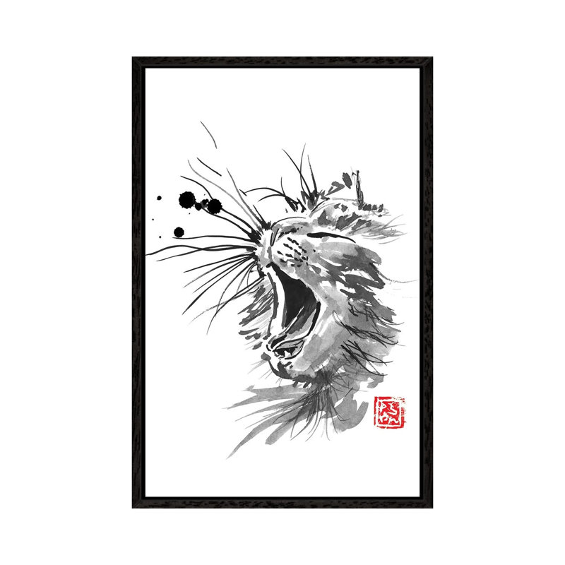 Meaow by Péchane - Print on Canvas, 152.5 cm H x 101.5 cm W, Black Framed