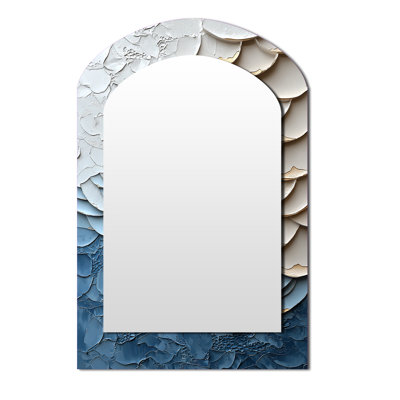 Miroir mural blanc et bleu I - décoration murale arche bleue