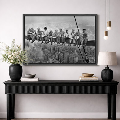 «Skyscraper Construction Workers», œuvre d'art rétro, images de bureau industriel, impression sur toile encadrée, impression numérique.