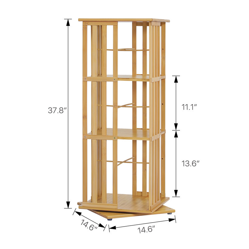 Natural Bamboo 5-Tier Rotating Corner Bookcase