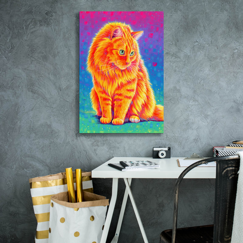 «Longhaired Orange Tabby Cat» par Rebecca Wang, art mural sur toile, 18 po x 26 po, H 26 po x l 18 po x P 0,75 po