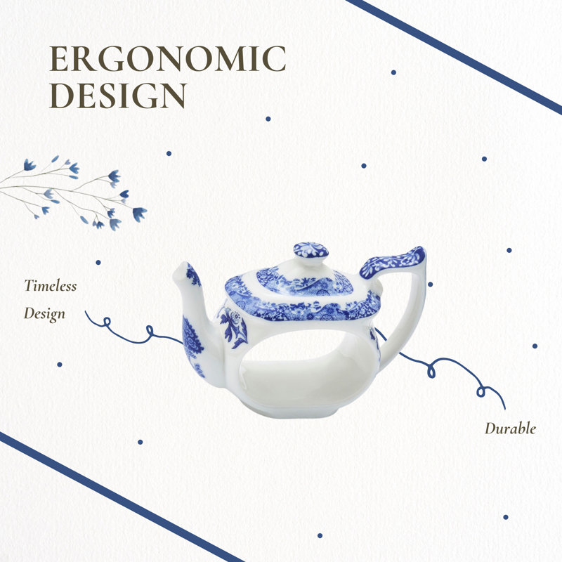 Spode – Blue Italian – Teapot Napkin Rings – BlueWhite, Set of 4