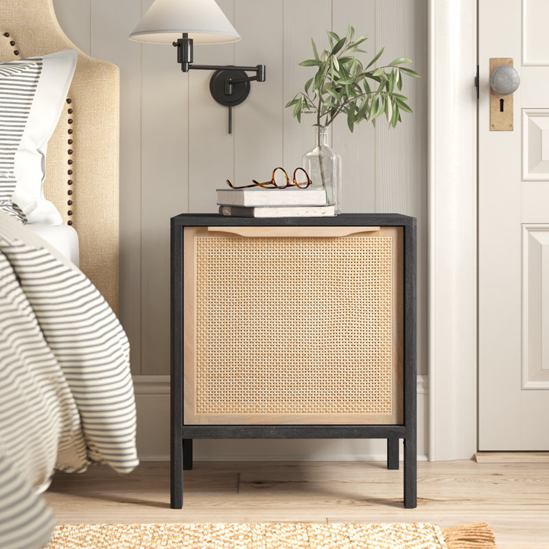 Nellie Cane Nightstand, Left, Brown Wash/Brown Cane