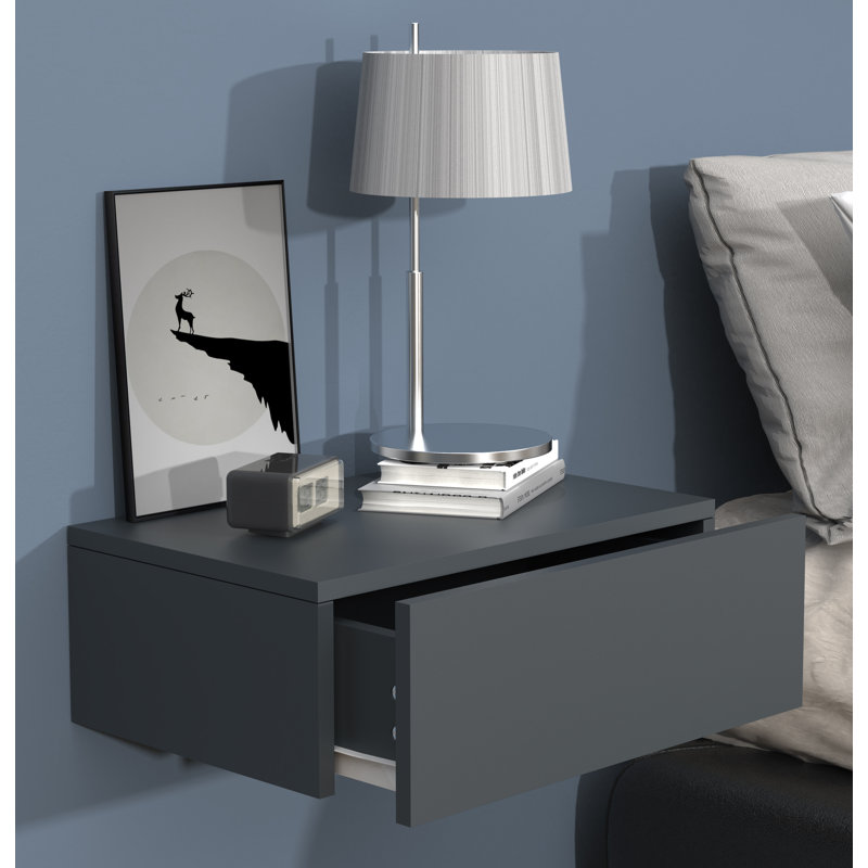 Satender Manufactured Wood Bedside Table, Anthracite, 15cm H x 45cm W x 30cm D