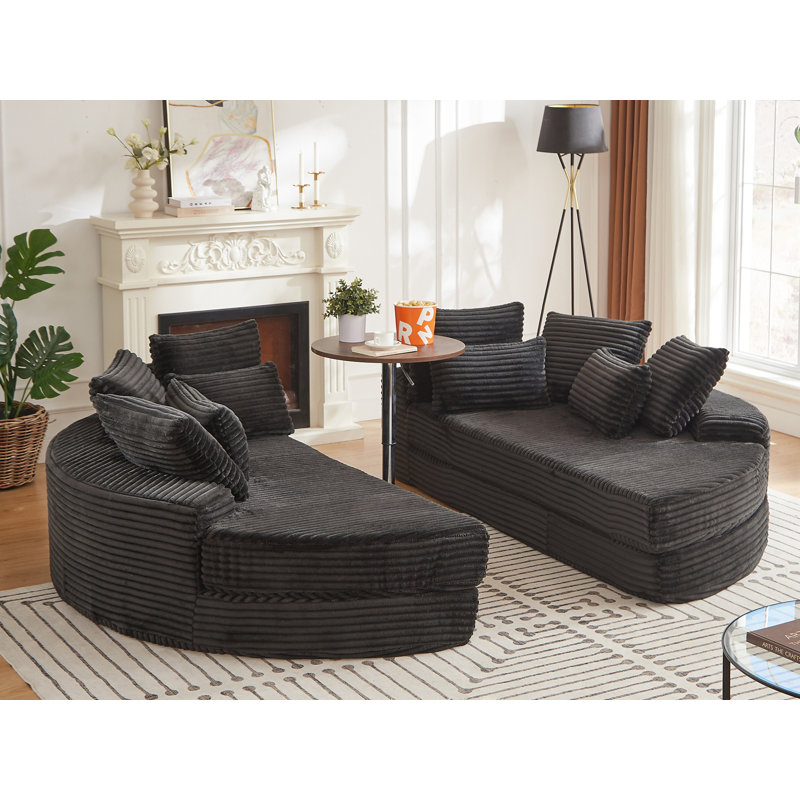 78.5" Wide Oversized Round Chaise Lounge Chair, Black