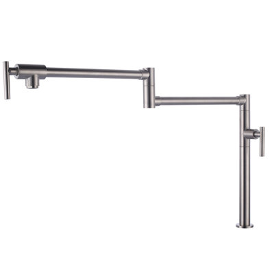 Deck Mounted Brass Pot Filler Kitchen Faucet with Double Handle and Joint Swing Arm