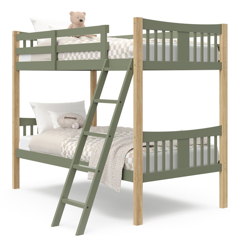 Caribou Storkcraft Solid Hardwood Twin-over-Twin Bunk Bed, Olive/Natural