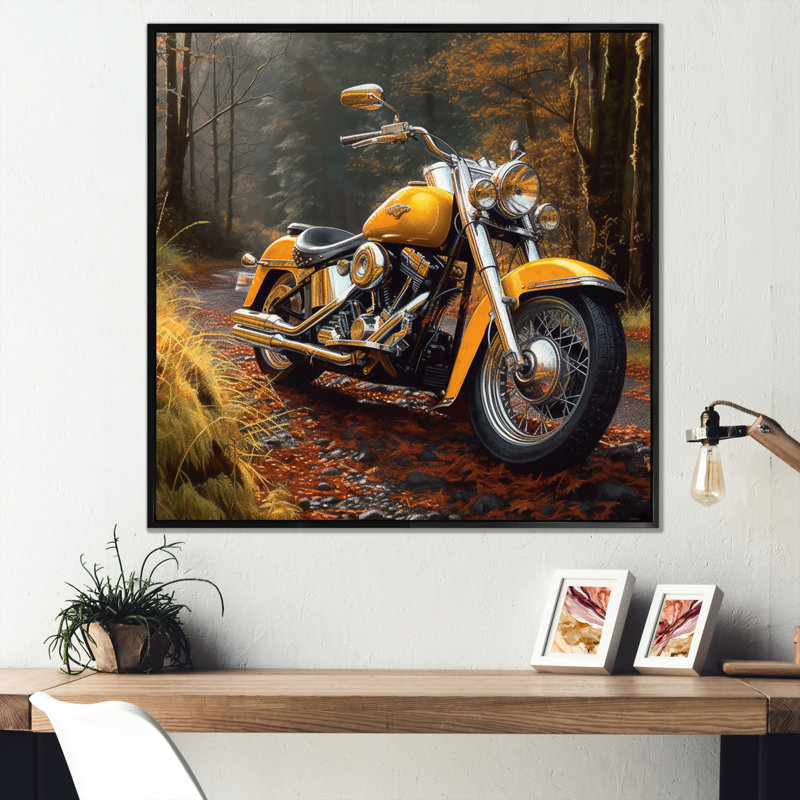Rukshan Trailblazing Moto Adventure - Imprimé, H 16 po x l 16 po x P 1 po, Cadre flottant noir
