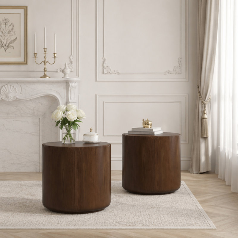 Table d'appoint ronde d'extérieur d'intérieur, Brown 2