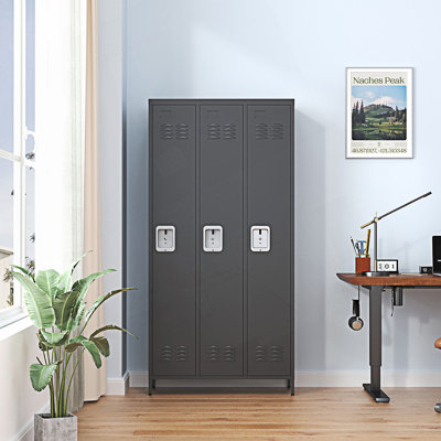 Casier en métal à 3 portes avec serrure, armoire de rangement, armoire d'appoint