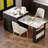 82.7 Inch Kitchen Island With Extendable Dining Table For 4-6 Person,Faux Mable Kitchen Table With Double-Sized Storage,Power Outlet,Kitchen Island With Storage 2 Drawers 2 Side Open Shelves
