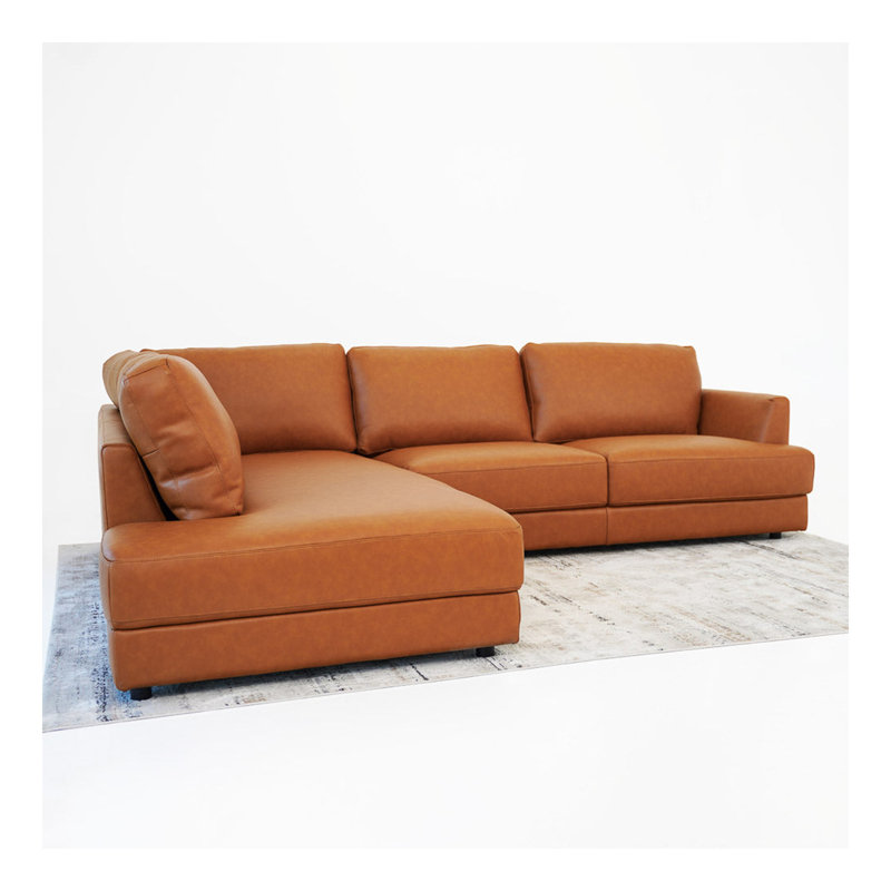 Canapé modulaire Glander - Cuir cognac, Orienté à gauche (vu de face)