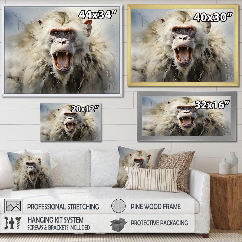 Expressions d'Afrique Babouins, Encadrement doré, H 34 po x l 44 po x P 1,5 po