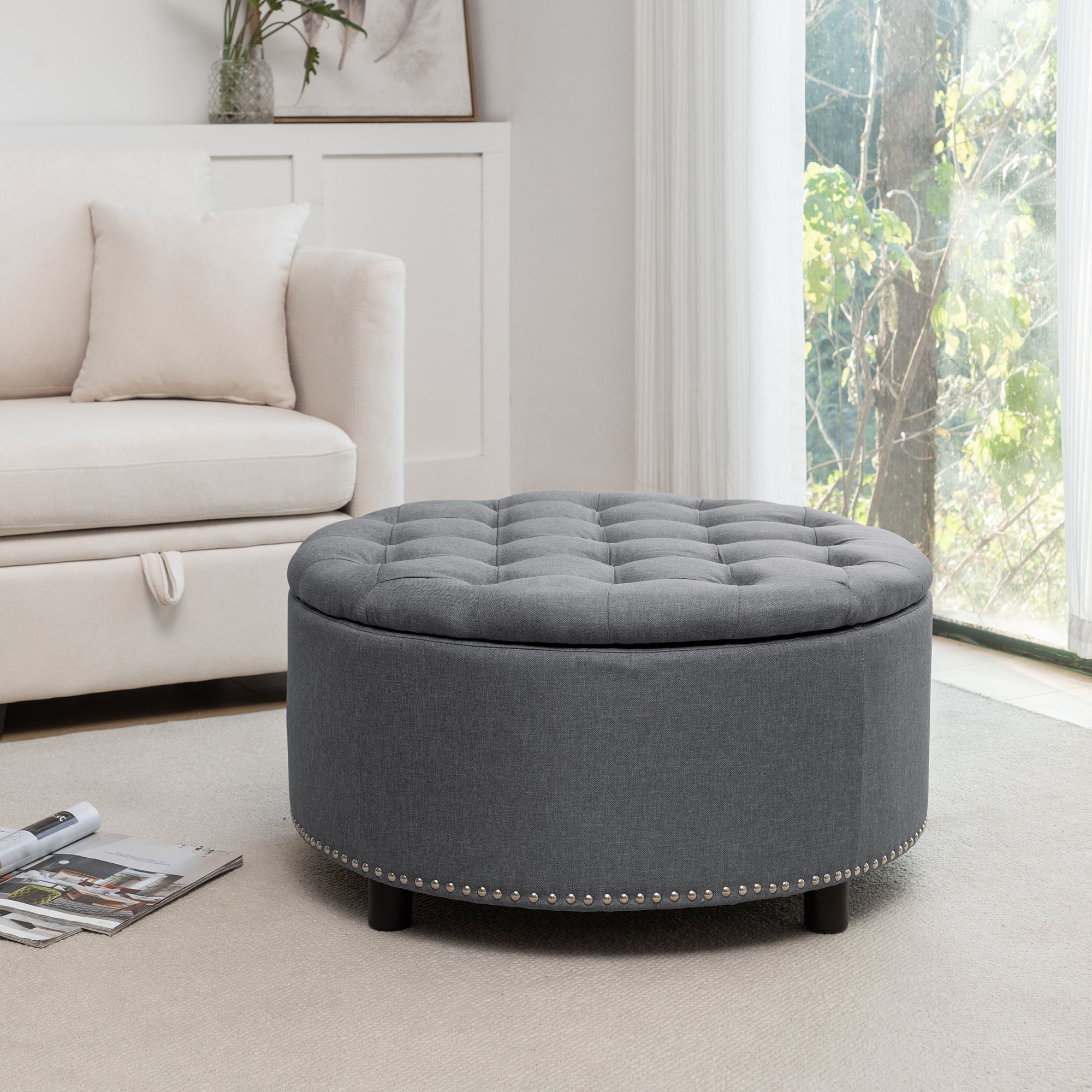 Wade Logan Alessandro Fabric Upholstered Storage Ottoman & Reviews ...