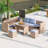 Outdoor 6-Piece PE Rattan Sofa Set Garden Patio Wicker Sectional Furniture Set Tempered Glass Top Table-309732905-331030242