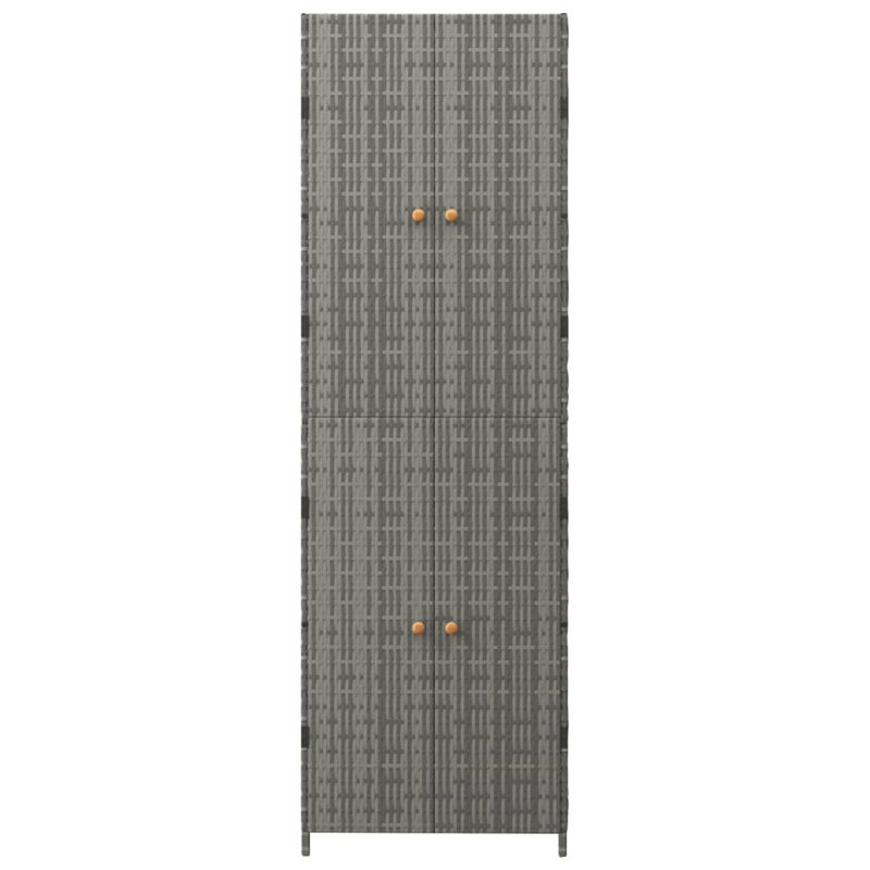 Armoire de rangement d'extérieur de 71 pouces de hauteur, 2 portes, rotin gris