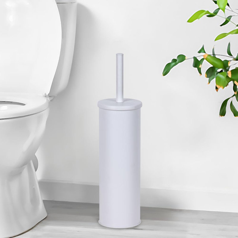Brosse de cuvette de toilette profonde et robuste avec support, Blanc mat
