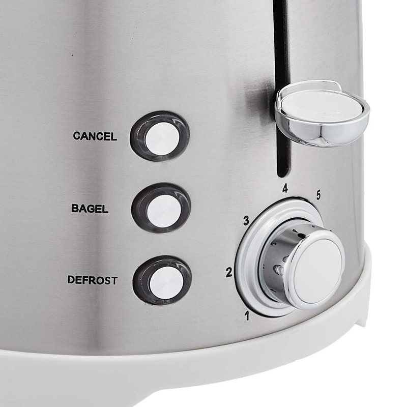 Brushed Silver 2-Slice Toaster with Crumb Tray and 6 Settings