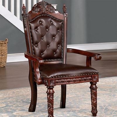 Andrew Home Studio Wadlie Tufted Arm Chair in Brown