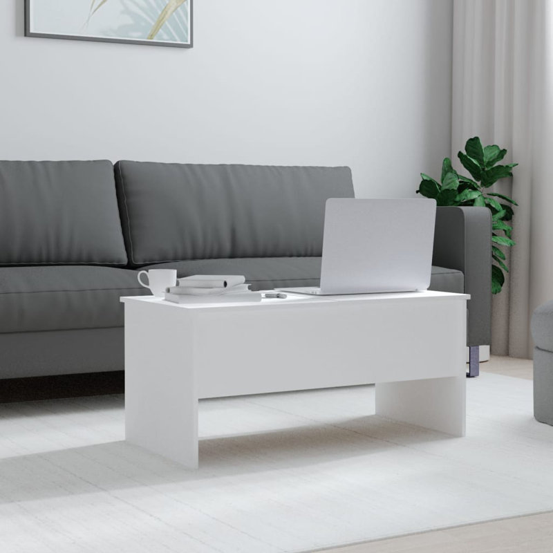 17 Stories Coffee Table Sonoma Oak 102X50.5X46.5 Cm Engineered Wood, White