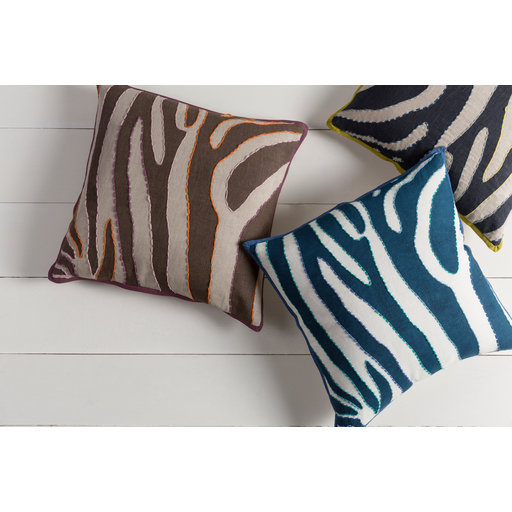 Zebra Animal Print Pillow Cover, 18" x 18", Bright Pink/Cream