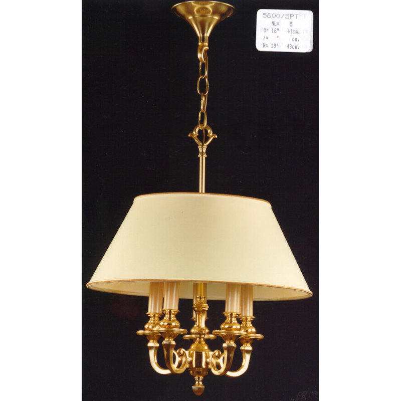 Crisler 5 - Light Candle Style Chandelier, Polished Brass