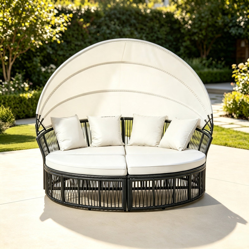 Lit de jour en osier PE, White