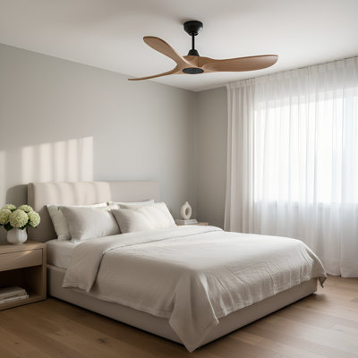  Maverick Smart 44 Indoor Ceiling Fan with Threaded Downrod, Natural Honey blades and Handheld Remote