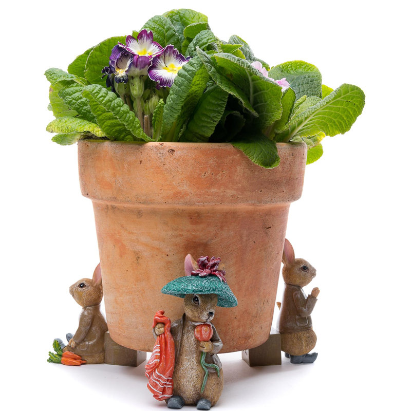 Amis Stone Weather Resistant Planter Feet, Light Brown/Blue/Red