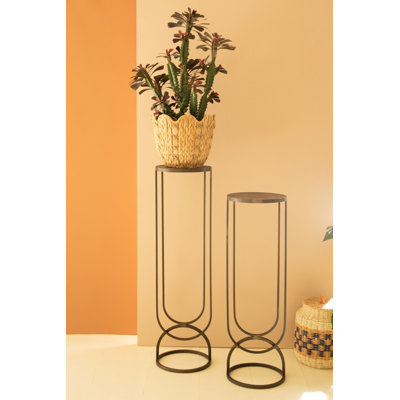 Kalalou Metal Plant Stand Set of 2 with Modern Minimalist Design - 45"H