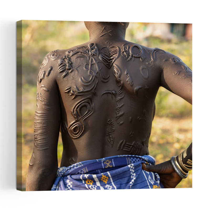 African Scarification Patterns Abstract Traditional Contemporary Wall Art Print, 60.96cm H x 60.96cm W