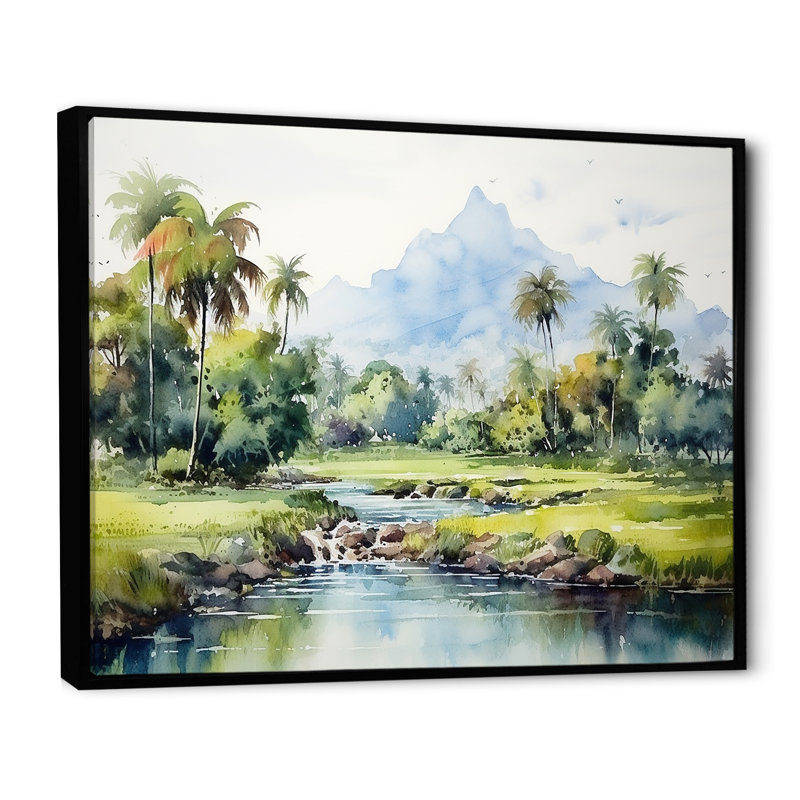 Paysage indonésien - Art mural Indonésie, Cadre flottant noir, H 30 po x l 40 po x P 1,5 po