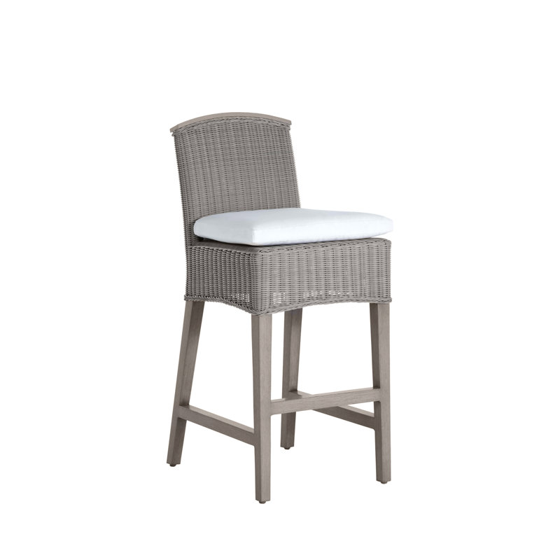 Tabouret de bar extérieur Astoria N-Dura en résine tressée, Sans bourrure + bourre standard, Forêt de lin, Huître / huître