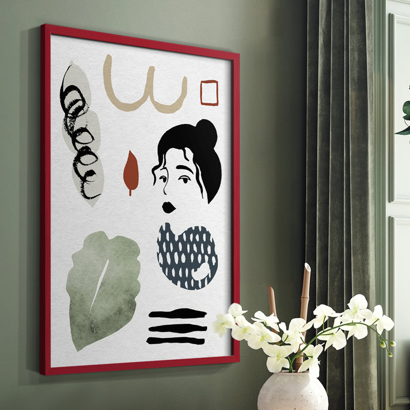 Collection encadrée Mindfulness IV, impression sur bois massif, Rouge, H 10 po x l 8 po