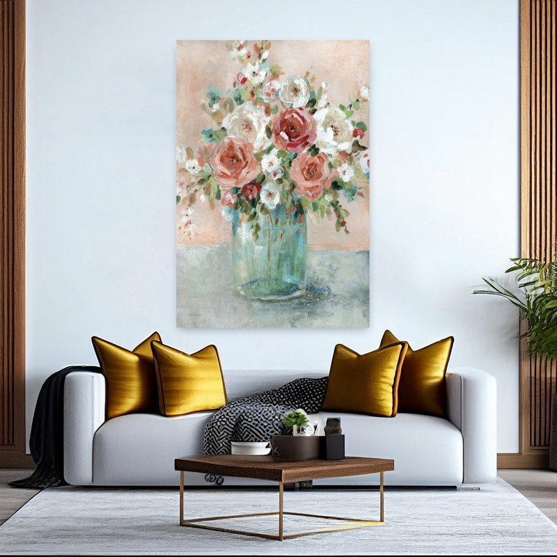 Peach Blush Delicate Elegant Romantic Spring Summer Wall Art, 60" H x 40" W